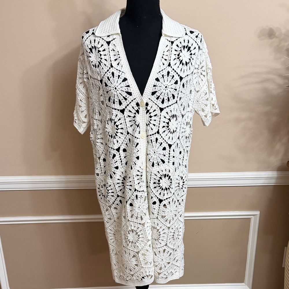 LOFT Cream Crochet Lace Top
